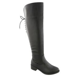 Top Moda Black Jones Over-the-Knee Boot‎ with Lace Up Back Size 6